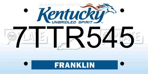 7TTR545 Kentucky License Plate