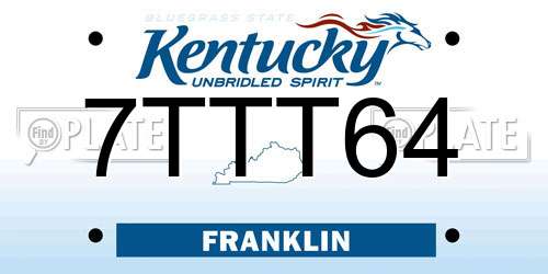 7TTT64 Kentucky License Plate