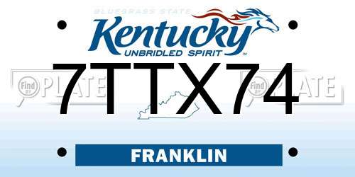 7TTX74 Kentucky License Plate
