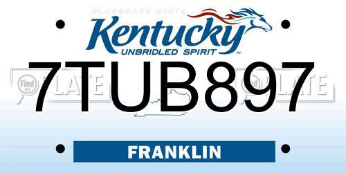 7TUB897 Kentucky License Plate