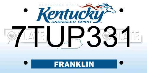 7TUP331 Kentucky License Plate