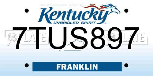 7TUS897 Kentucky License Plate