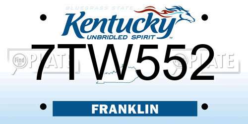 7TW552 Kentucky License Plate
