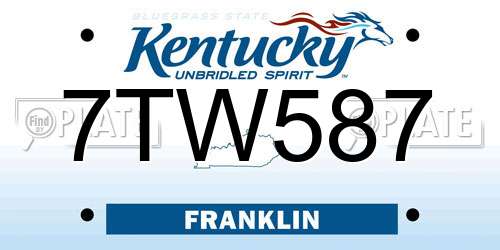 7TW587 Kentucky License Plate