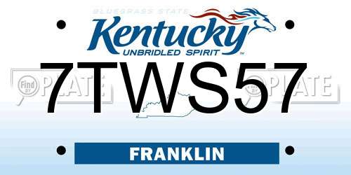 7TWS57 Kentucky License Plate