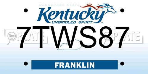 7TWS87 Kentucky License Plate