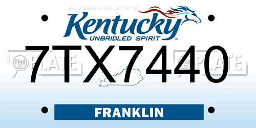 7TX7440 Kentucky License Plate