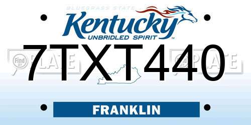 7TXT440 Kentucky License Plate