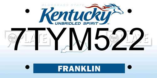 7TYM522 Kentucky License Plate