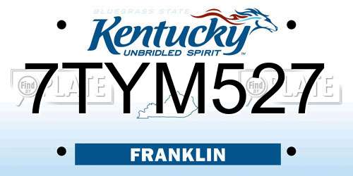 7TYM527 Kentucky License Plate