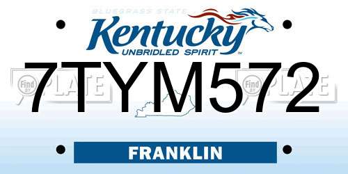 7TYM572 Kentucky License Plate
