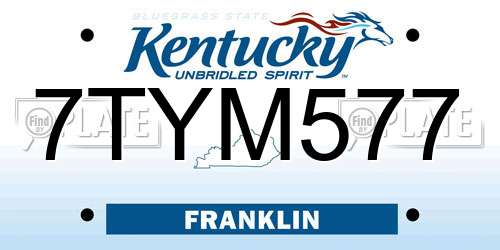 7TYM577 Kentucky License Plate