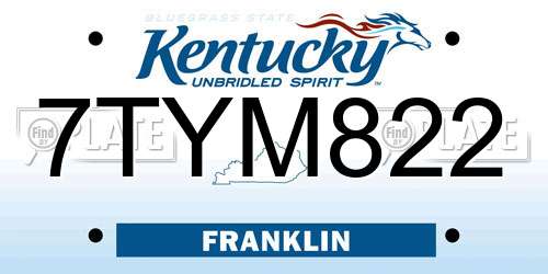 7TYM822 Kentucky License Plate