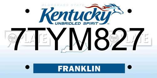 7TYM827 Kentucky License Plate