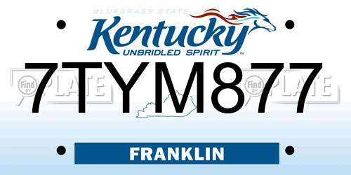 7TYM877 Kentucky License Plate
