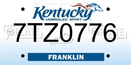 7TZ0776 Kentucky License Plate