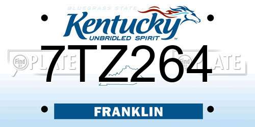 7TZ264 Kentucky License Plate