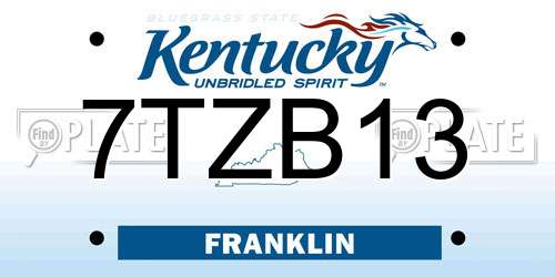 7TZB13 Kentucky License Plate