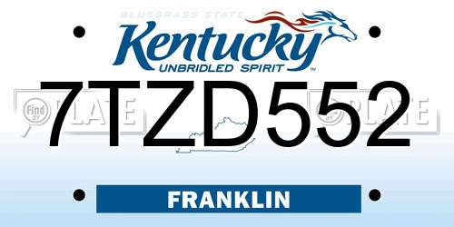 7TZD552 Kentucky License Plate