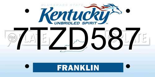 7TZD587 Kentucky License Plate