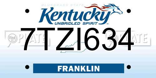 7TZI634 Kentucky License Plate