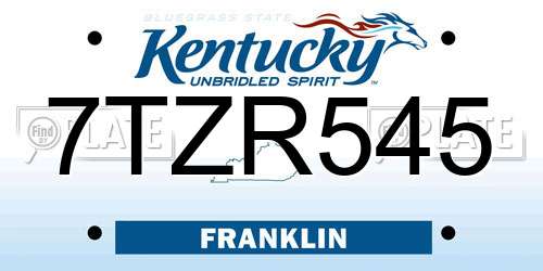 7TZR545 Kentucky License Plate