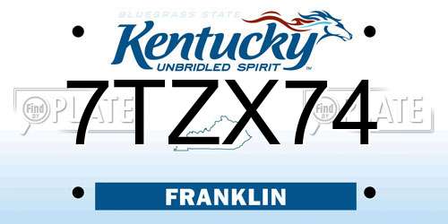 7TZX74 Kentucky License Plate