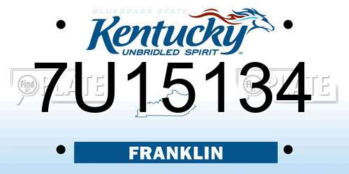 7U15134 Kentucky License Plate