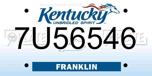 7U56546 Kentucky License Plate