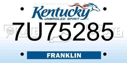 7U75285 Kentucky License Plate