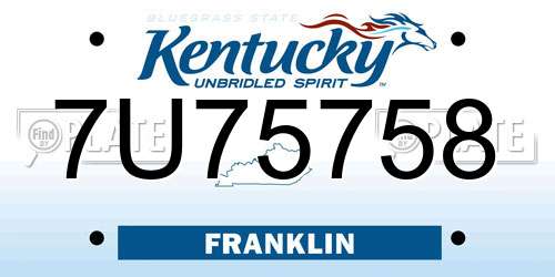 7U75758 Kentucky License Plate