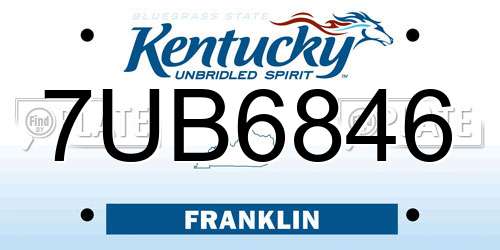 7UB6846 Kentucky License Plate