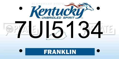 7UI5134 Kentucky License Plate
