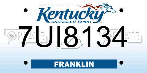 7UI8134 Kentucky License Plate