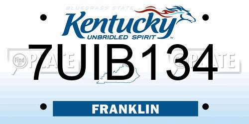 7UIB134 Kentucky License Plate