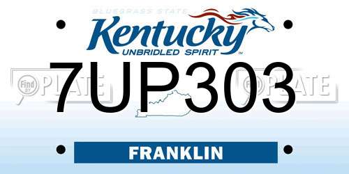 7UP303 Kentucky License Plate
