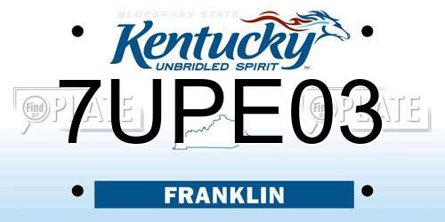 7UPE03 Kentucky License Plate