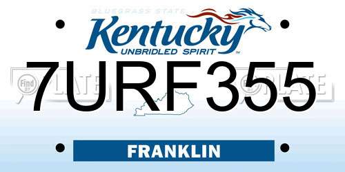 7URF355 Kentucky License Plate