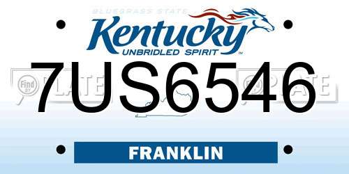 7US6546 Kentucky License Plate