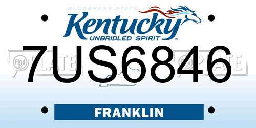 7US6846 Kentucky License Plate