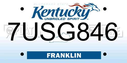 7USG846 Kentucky License Plate