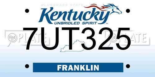 7UT325 Kentucky License Plate