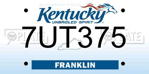 7UT375 Kentucky License Plate