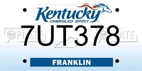 7UT378 Kentucky License Plate