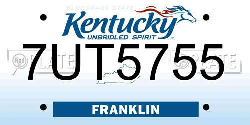 7UT5755 Kentucky License Plate