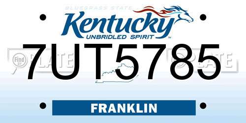 7UT5785 Kentucky License Plate