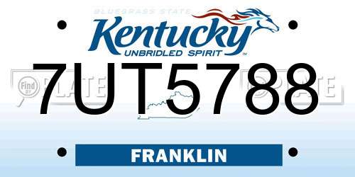 7UT5788 Kentucky License Plate