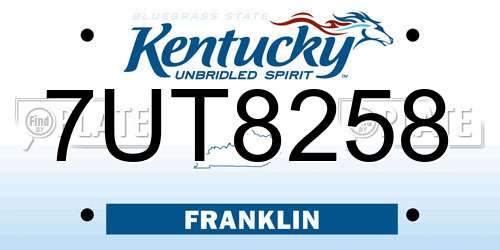 7UT8258 Kentucky License Plate