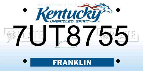 7UT8755 Kentucky License Plate