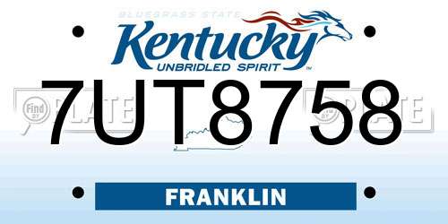 7UT8758 Kentucky License Plate